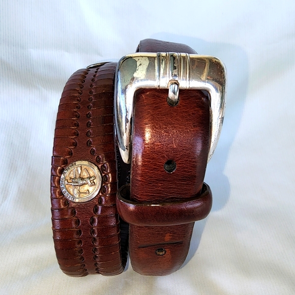 Brighton Other - BRIGHTON MEN'S CORDOVAN LEATHER BELT,size 32 with 7 silver Golf studs